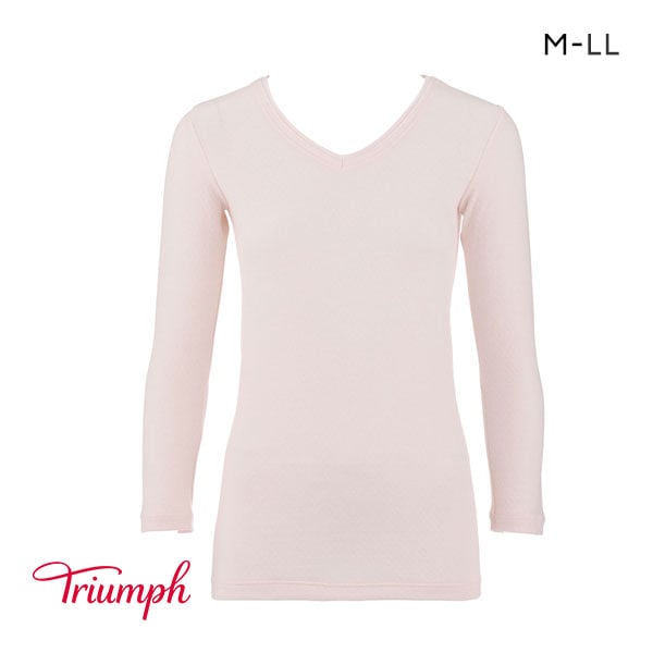 トリンプ Triumph しっかりあたたかい 5100 長袖 シャツ インナー 8分袖 Uネック キルト 吸湿発熱 保湿 抗菌防臭 酒エキス加工