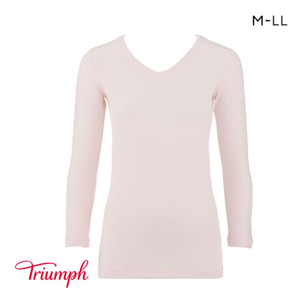 トリンプ Triumph しっかりあたたかい 5100 長袖 シャツ インナー 8分袖 Uネック キルト 吸湿発熱 保湿 抗菌防臭 酒エキス加工