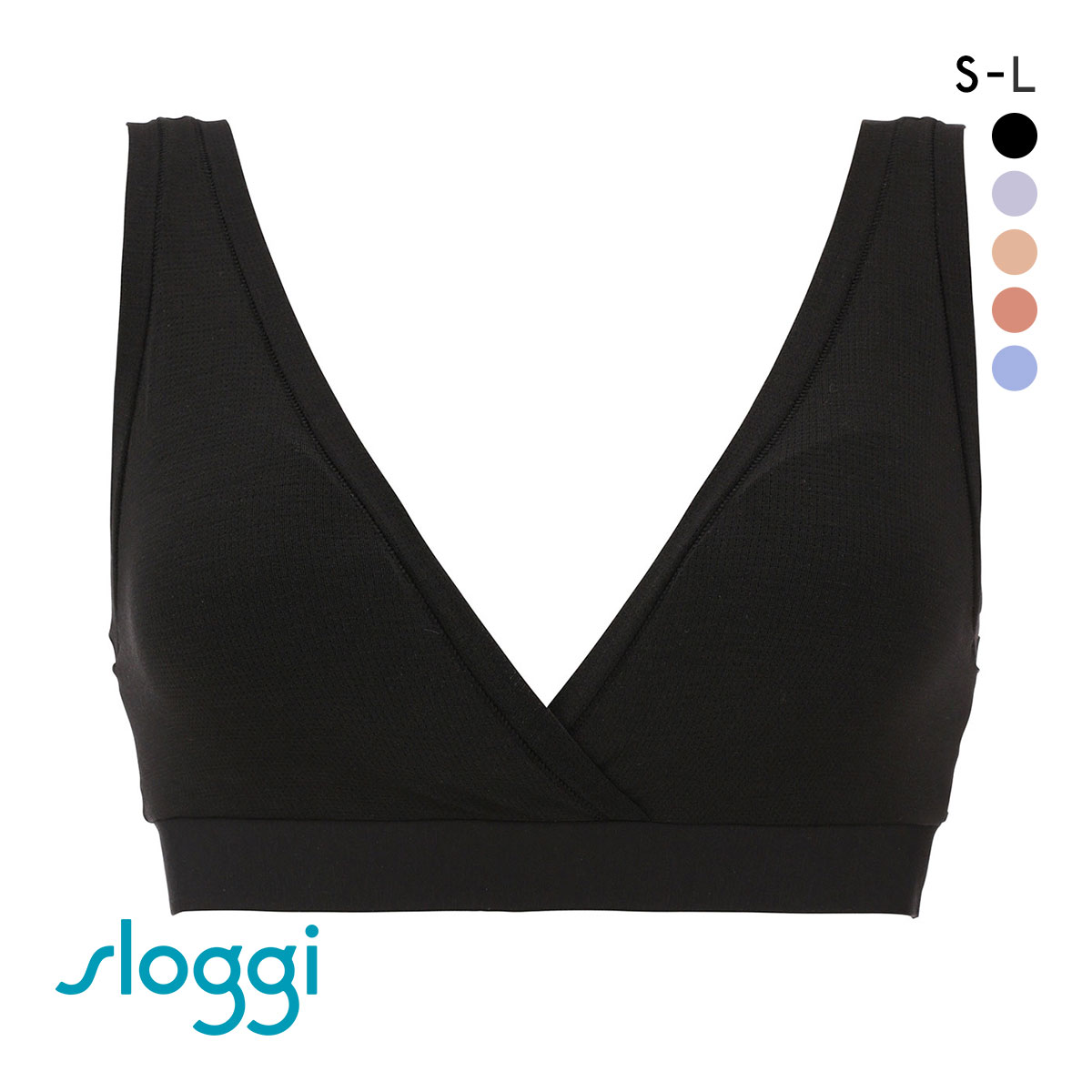 トリンプ Triumph スロギー sloggi GO Allround Bralett ブラジャー ノンワイヤー ハーフトップ S-L 単品 ブラレット ワンサイズ(BK-ブラック-S-L)