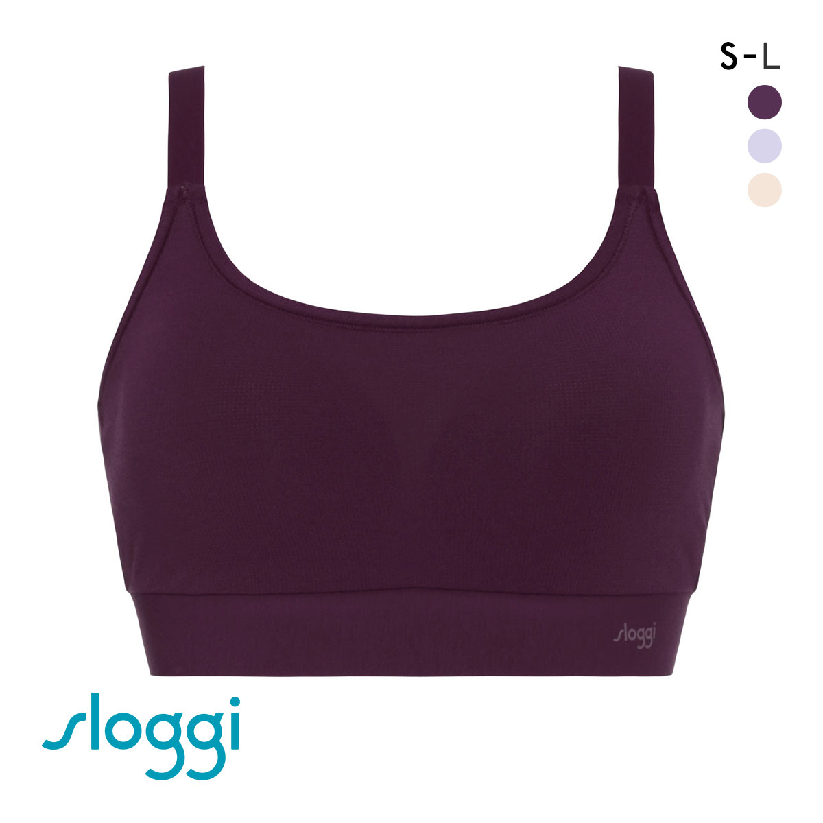 トリンプ Triumph スロギー sloggi GO Allround TOP カップ付き ハーフトップ ノンワイヤー ブラジャー S-L 単品  ワンサイズ(PL-プラム-S-L)