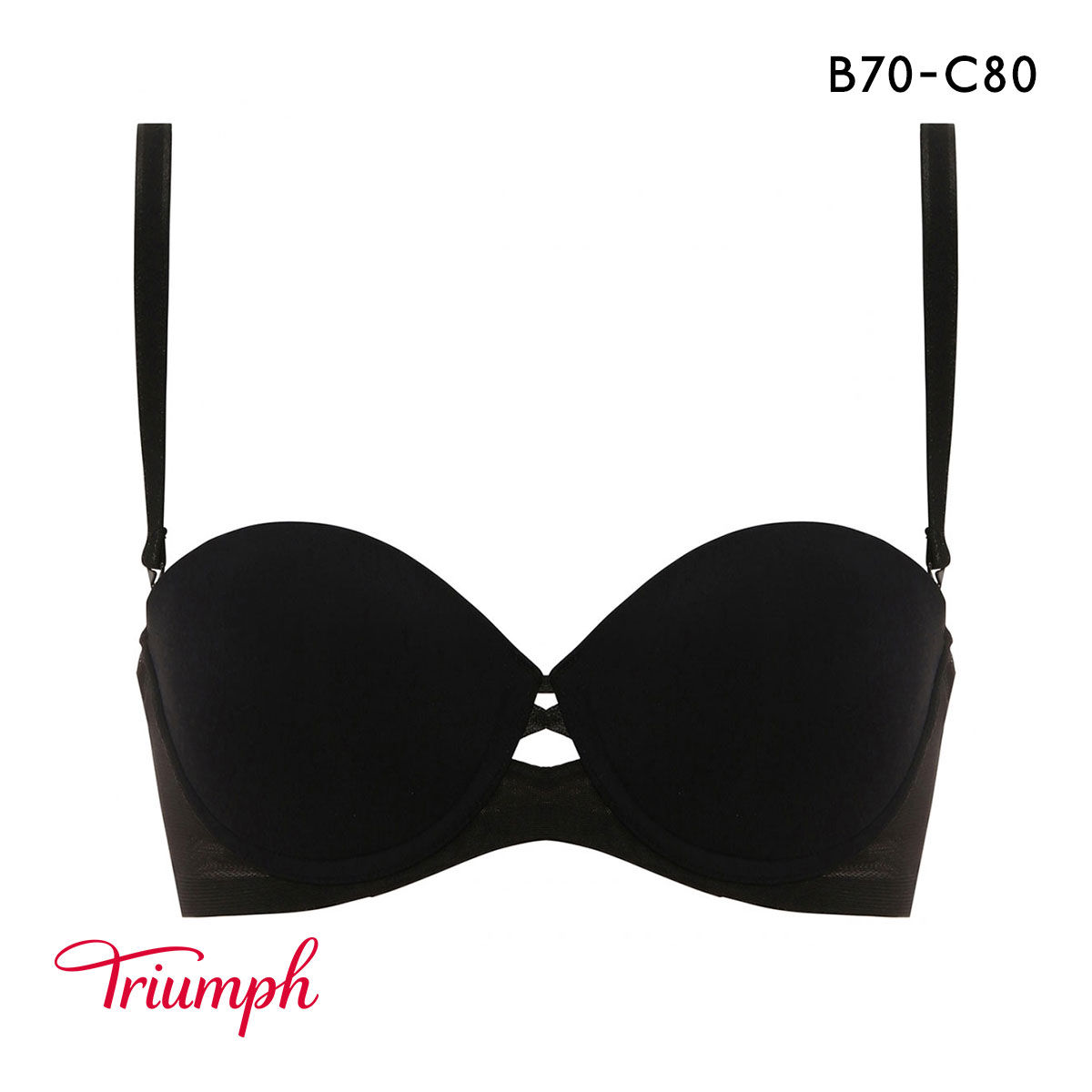 トリンプ TRTBRA022 Tシャツブラ ブラジャー ストラップレス BC Triumph(BK-ブラック-B70)