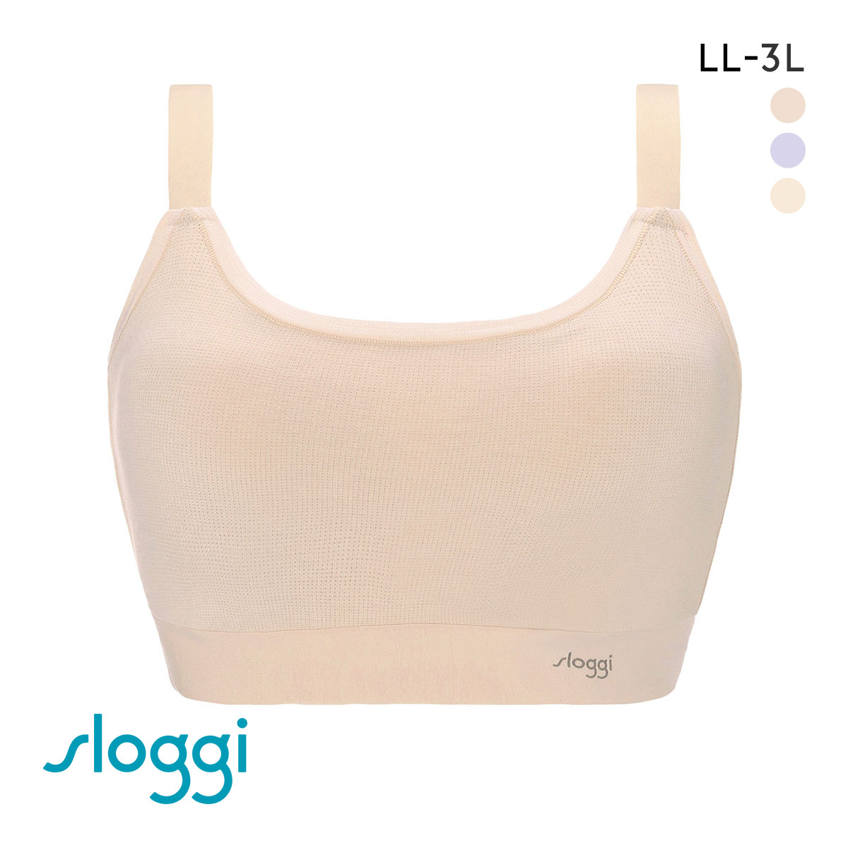 トリンプ Triumph スロギー sloggi GO Allround TOP カップ付き ハーフトップ ノンワイヤー ブラジャー LL-3L 単品 ワンサイズ(LBE-薄ベージュ-LL-3L)