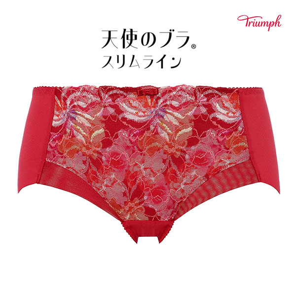 トリンプ Triumph TR582-2 天使のブラ スリムライン ショーツ ボーイズレングス ヒップハング ヘム 単品(RE-レッド-M)