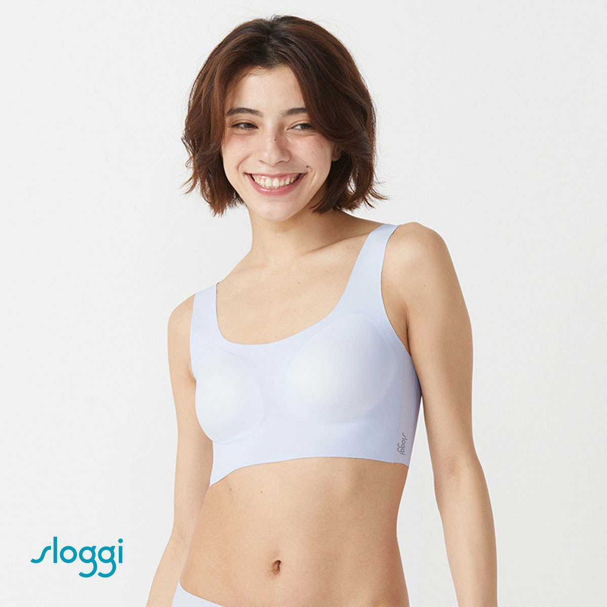 トリンプ Triumph スロギー sloggi ZERO FEEL TOP ブラジャー ノンワイヤー ハーフトップ LL ゼロフィール シームレス ベーシック 単品(LBU-薄ブルー-LL)