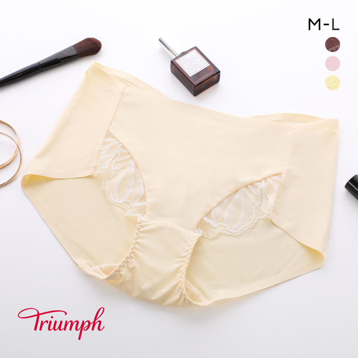 トリンプ Triumph TR604 コンフォートワイヤーブラ ショーツ ボーイズレングス ヒップハング ML ヘム 単品(YE-イエロー-M)