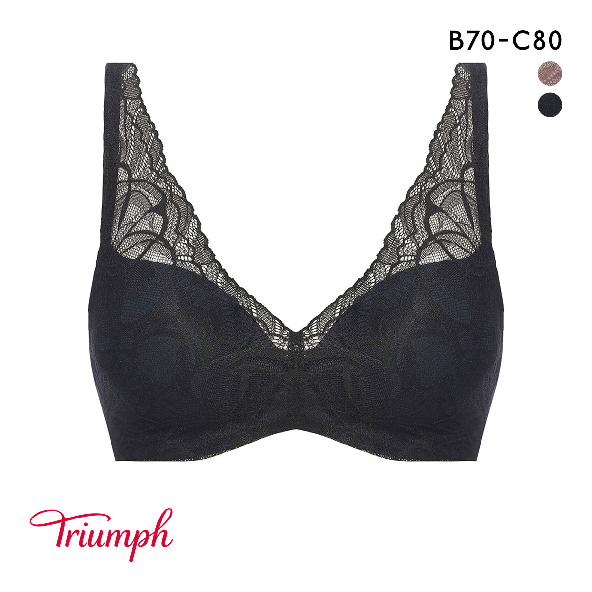 トリンプ TR624 コンフォートワイヤーブラ ブラジャー ソフトワイヤー BC Triumph(BK-ブラック-B70)