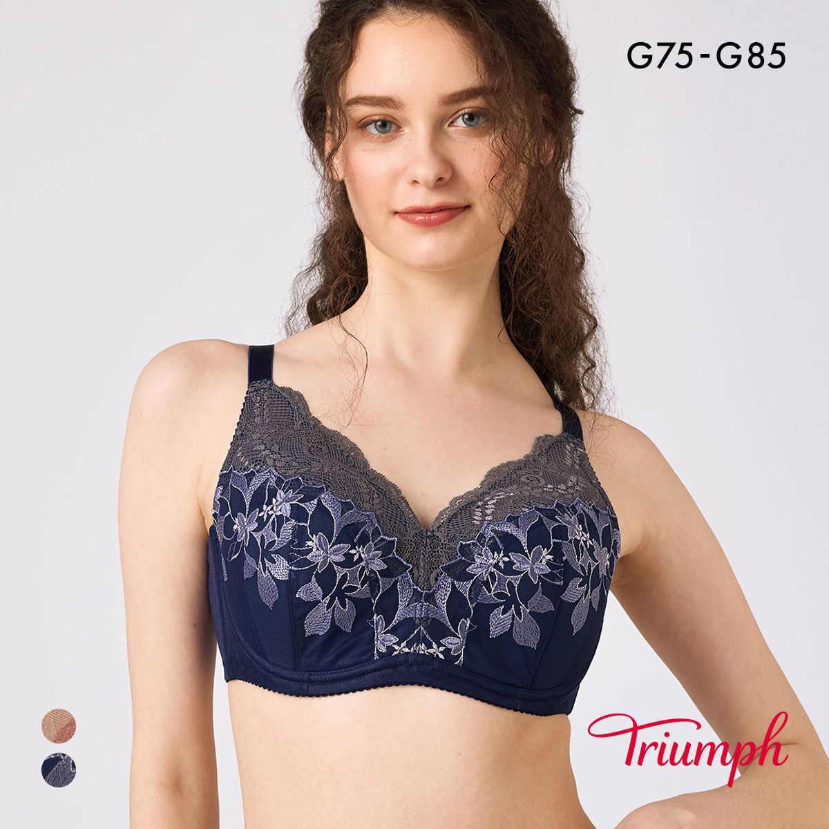 トリンプ TR625 小さくしたいブラ 揺れずにキープ ブラジャー G 大きいサイズ Triumph(NV-ネイビー-G75)