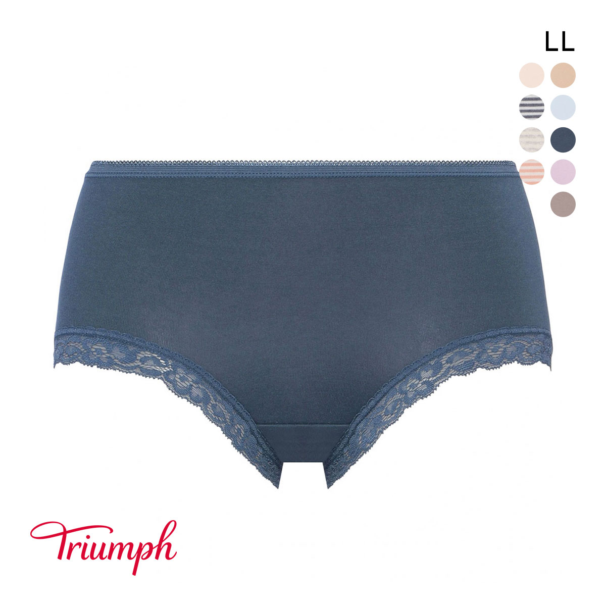 トリンプ TR7120 SO NATURAL ショーツ ボーイレングス 綿混 深め LL 大きいサイズ Triumph(DBU-濃ブルー-LL)