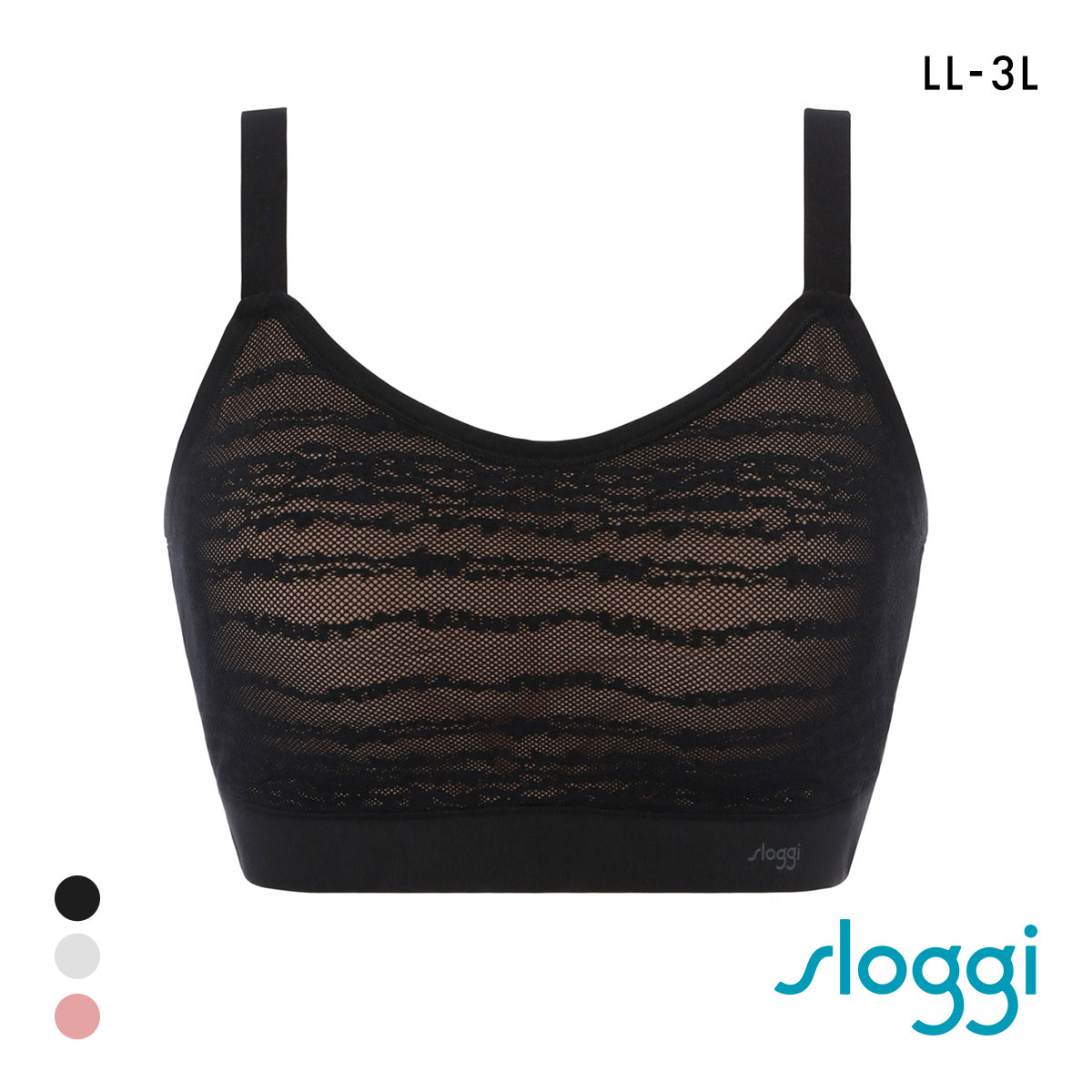 トリンプ スロギー フリーオールラウンド レース sloggi FREE AR Lace ハーフトップ ラージ LL-3L ワンサイズ Triumph(BK-ブラック-LL-3L)