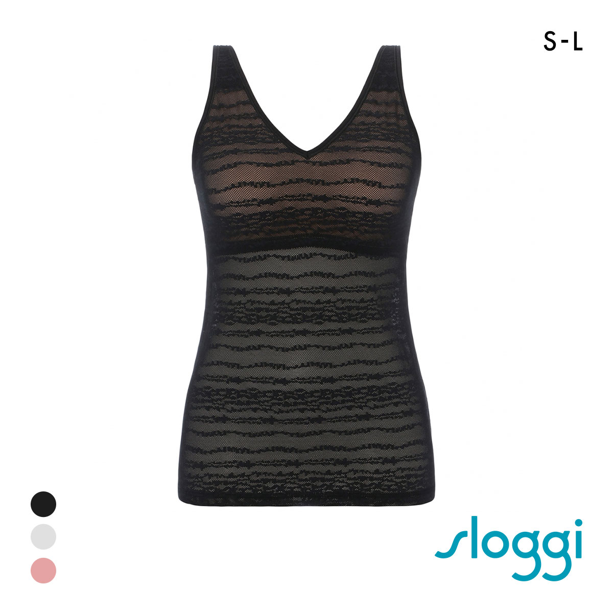 トリンプ スロギー フリーオールラウンド レース sloggi FREE AR Lace Vネック カップ付きトップ S-L ワンサイズ Triumph(BK-ブラック-S-L)