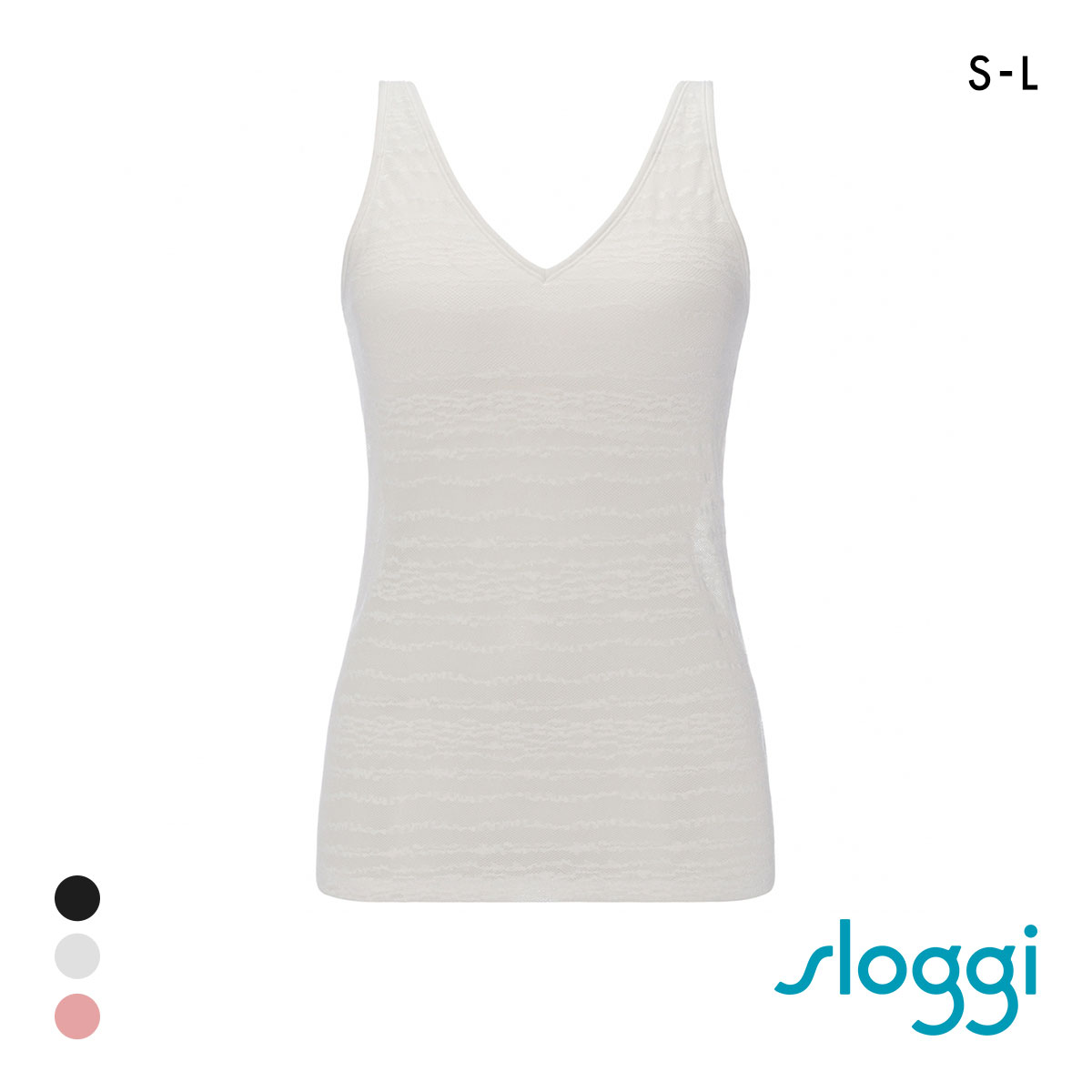 トリンプ スロギー フリーオールラウンド レース sloggi FREE AR Lace Vネック カップ付きトップ S-L ワンサイズ Triumph(WH-ホワイト-S-L)