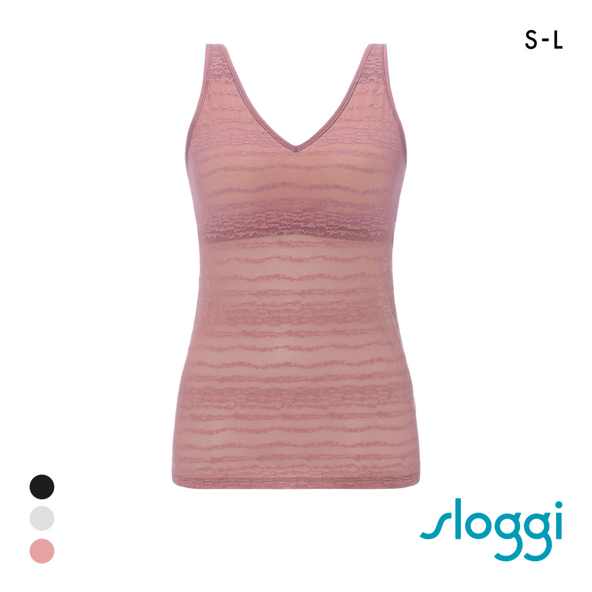 トリンプ スロギー フリーオールラウンド レース sloggi FREE AR Lace Vネック カップ付きトップ S-L ワンサイズ Triumph(PBR-ピンクブラウン-S-L)