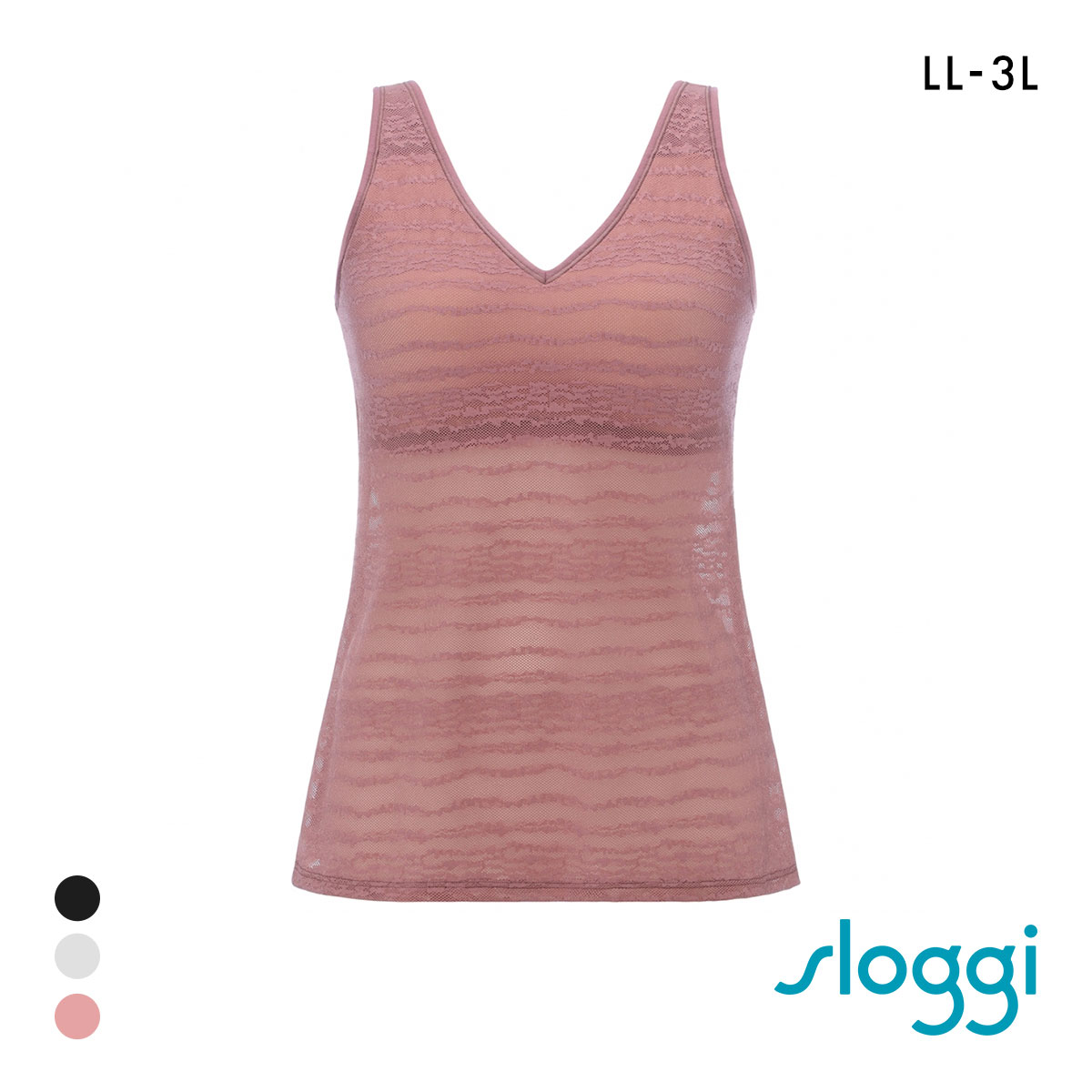 トリンプ スロギー フリーオールラウンド レース sloggi FREE AR Lace Vネック カップ付きトップ ラージ LL-3L Triumph(PBR-ピンクブラウン-LL-3L)