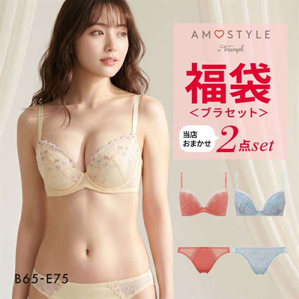 福袋 アモスタイル 2P ブラセット ブラジャー ショーツ セット 2点セット インナー 下着 BE AMOSTYLE