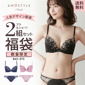 ブラジャー ショーツ セット 大きいサイズ 下着 レディース セット 福袋 アモスタイル ブラ&ショーツセット ブラセット 上下セット 2点セット 2P 女性 AMOSTYLE