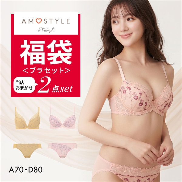 福袋 アモスタイル 2P ブラセット ブラジャー ショーツ セット 2点セット インナー 下着 AD AMOSTYLE