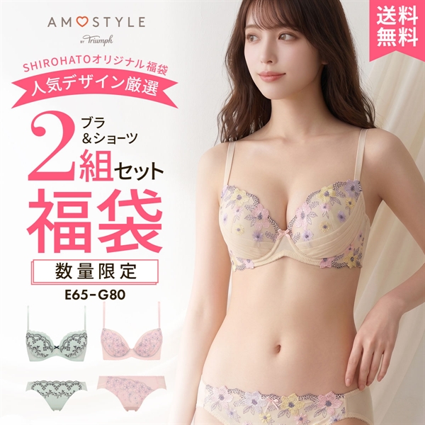 ブラジャー ショーツ セット 大きいサイズ 下着 レディース セット 福袋 アモスタイル ブラ&ショーツセット グラマー 2点セット 2P 女性 まとめ買い お AMOSTYLE