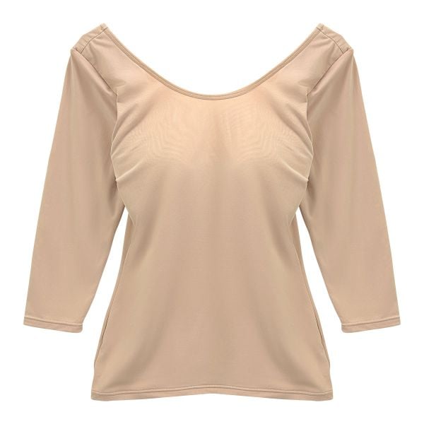 コントランテ ContRante バックオープン ブラトップ長袖 背中見せ インナー カップ付き XS S M L LL あったかインナー 7分袖