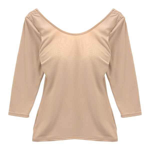 コントランテ ContRante バックオープン ブラトップ長袖 背中見せ インナー カップ付き XS S M L LL あったかインナー 7分袖