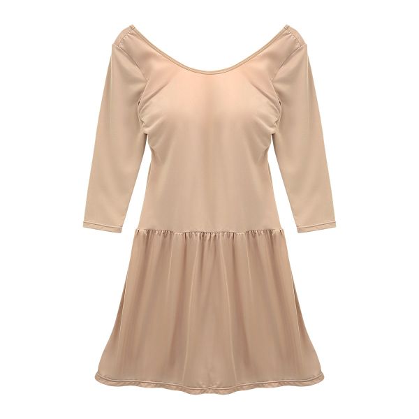 コントランテ ContRante バックオープン カップ付き長袖スリップ 背中見せ インナー 80丈 XS S M L LL あったかインナー 7分袖