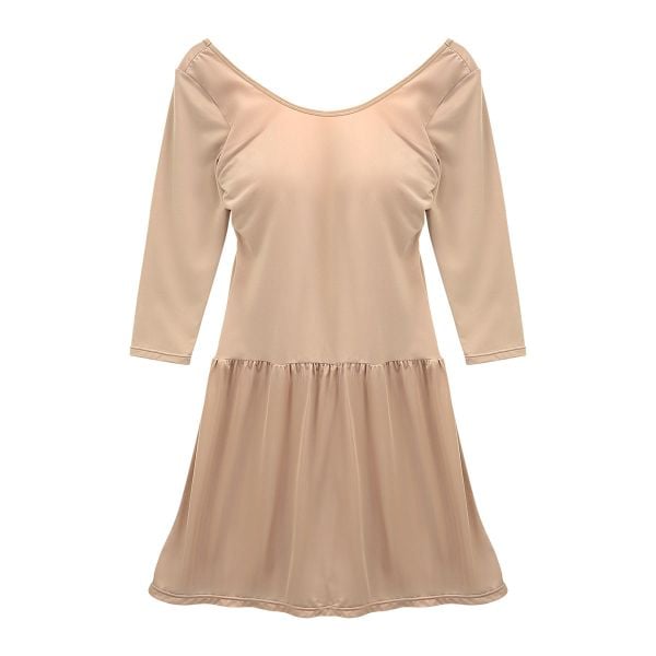 コントランテ ContRante バックオープン カップ付き長袖スリップ 背中見せ インナー 80丈 XS S M L LL あったかインナー 7分袖