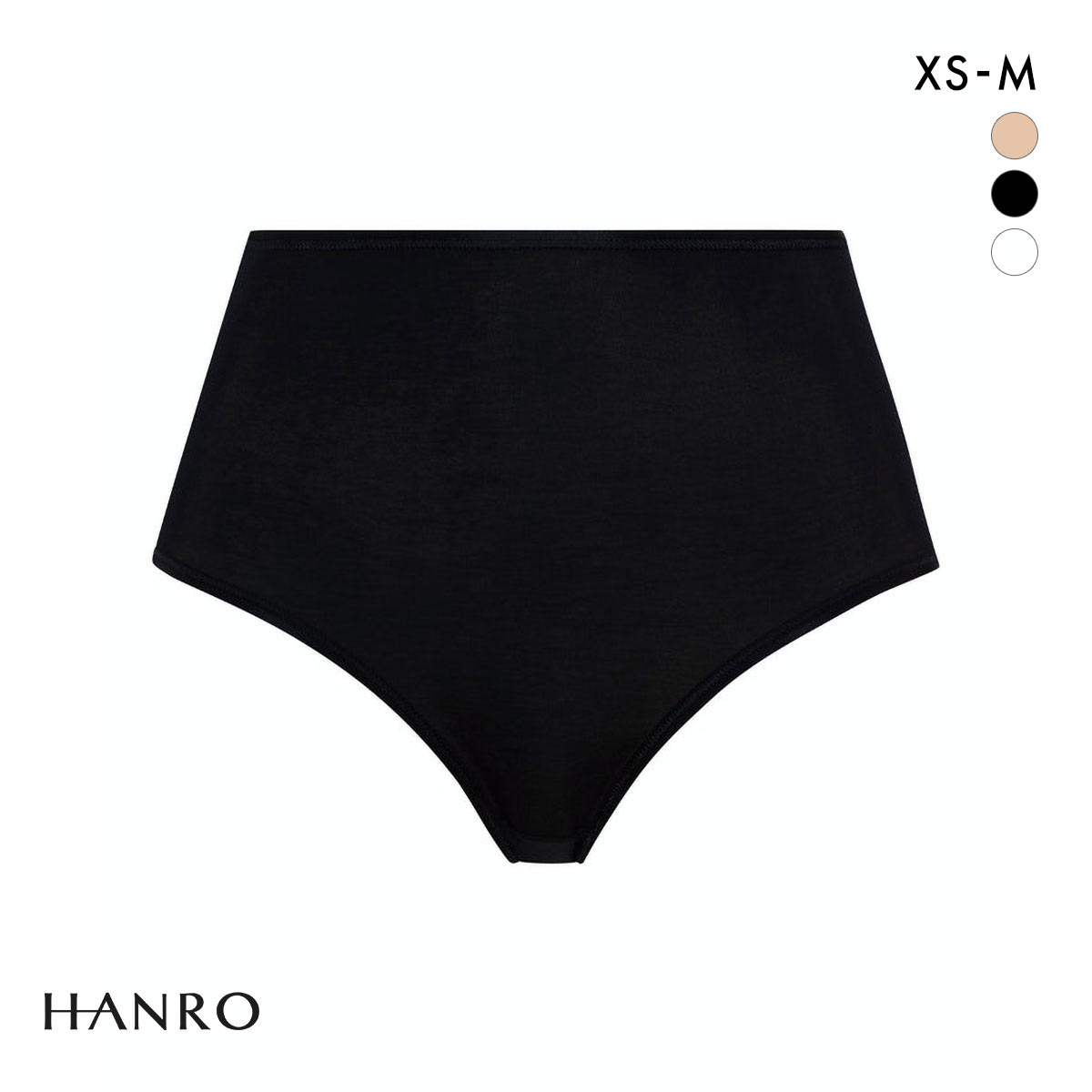 ハンロ コットン シームレス ショーツ HANRO COTTON SEAMLESS はきこみ丈ふかめ(BK-ブラック-XS)