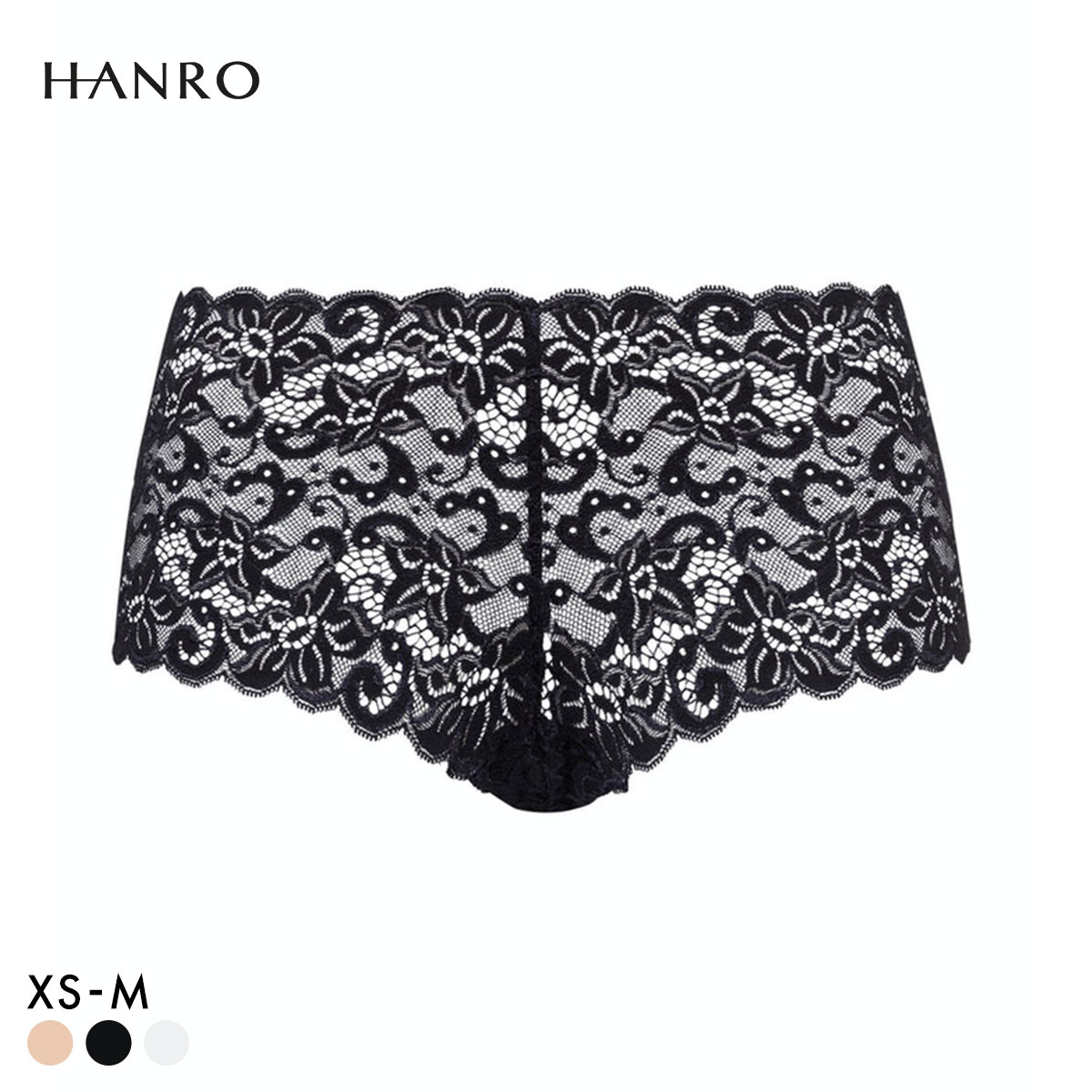 ハンロ モーメント 定番 総レース ショーツ HANRO MOMENTS(BK-ブラック-XS)