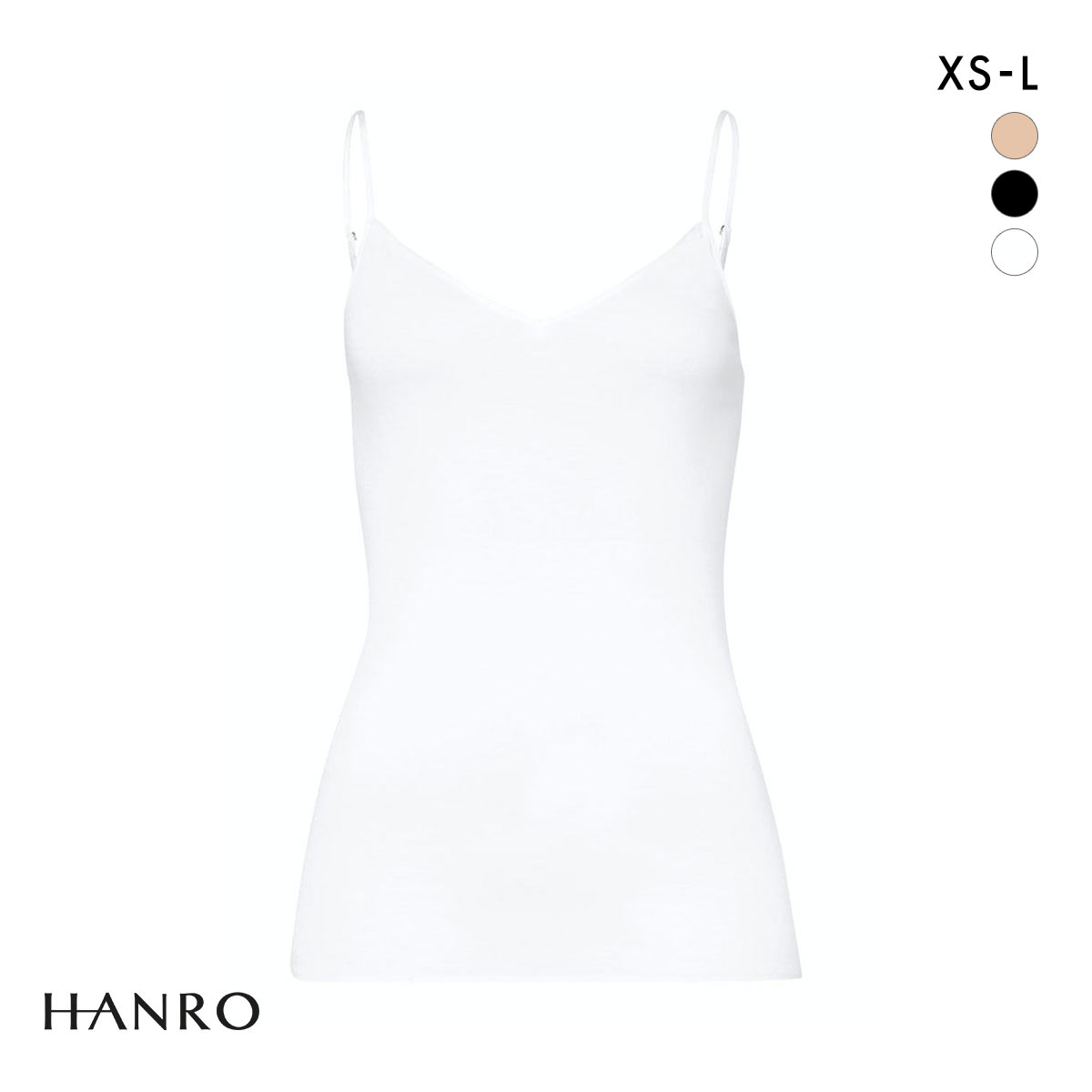 ハンロ コットン シームレス キャミソール HANRO COTTON SEAMLESS Vネック インナー(WH-ホワイト-XS)