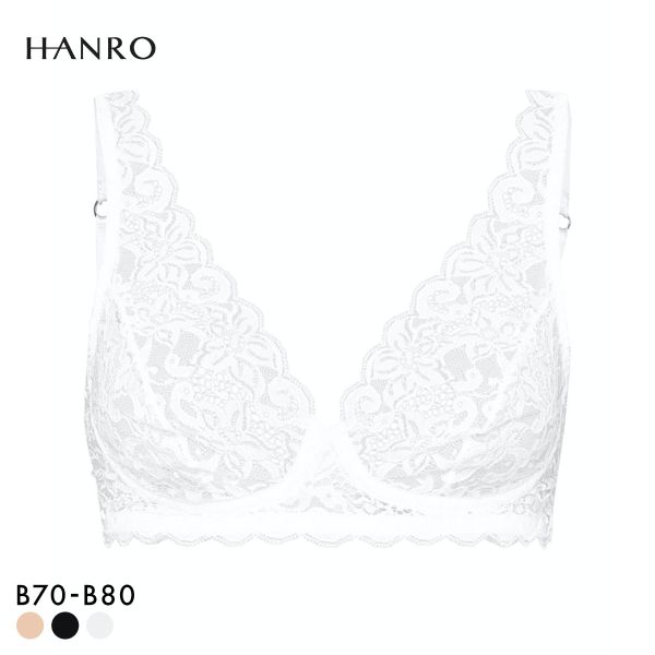 ハンロ モーメント 定番 総レース ソフトブラ ノンワイヤーブラ HANRO MOMENTS Vネック ノンパデット