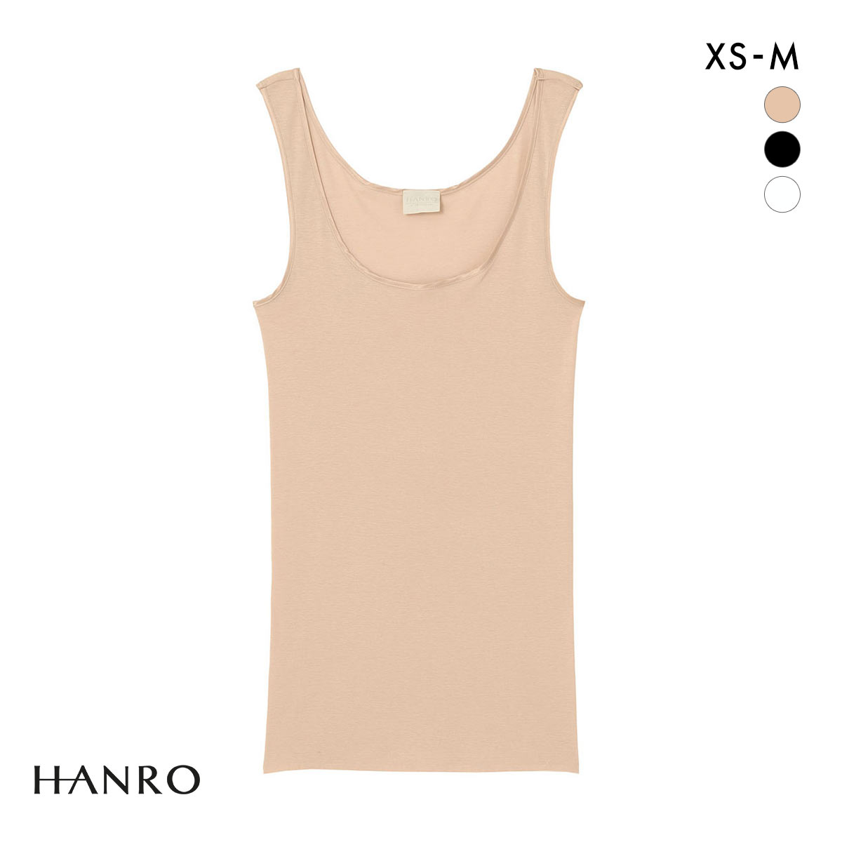ハンロ コットン シームレス タンクトップ HANRO COTTON SEAMLESS Uネック インナー(BE-ベージュ-XS)