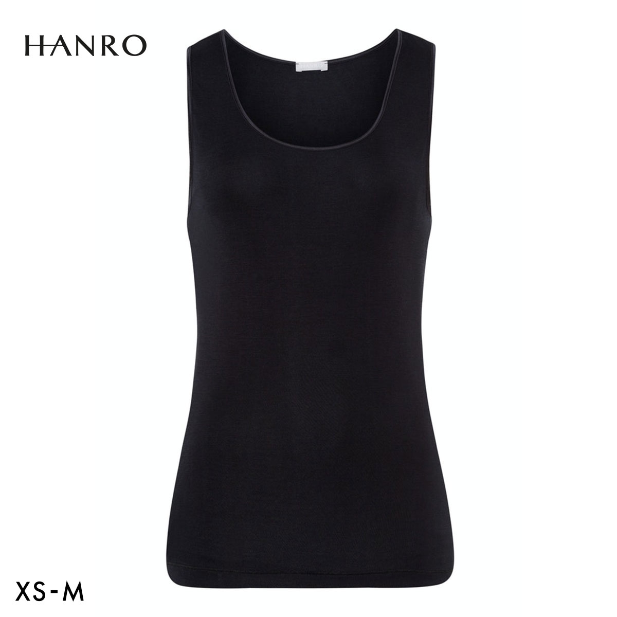 ハンロ ピュアシルク 100％ タンクトップ HANRO PURESILK LUXURIOUS SILK Uネック インナー(BK-ブラック-XS)