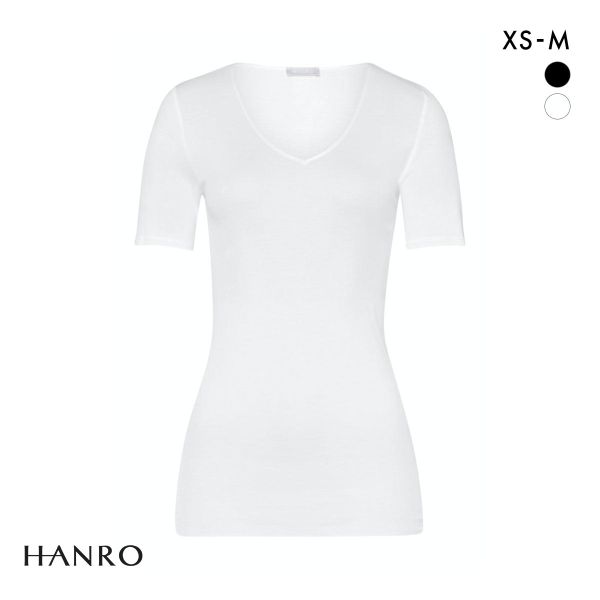 ハンロ コットン シームレス 半袖 トップス HANRO COTTON SEAMLESS Vネック インナー