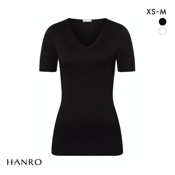 ハンロ コットン シームレス 半袖 トップス HANRO COTTON SEAMLESS Vネック インナー