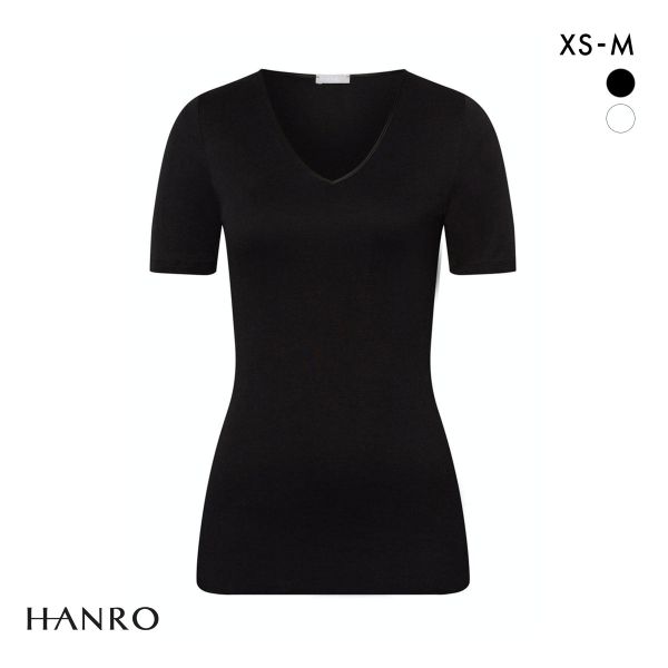 ハンロ コットン シームレス 半袖 トップス HANRO COTTON SEAMLESS Vネック インナー