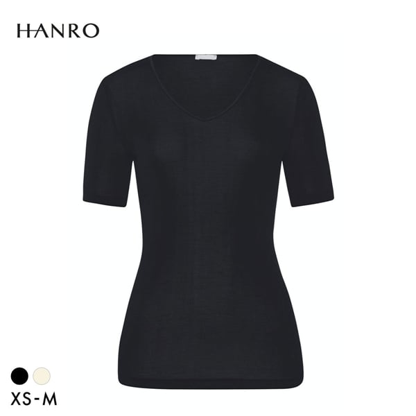 ハンロ ピュアシルク 100％ 半袖 トップス HANRO PURESILK LUXURIOUS SILK Uネック インナー