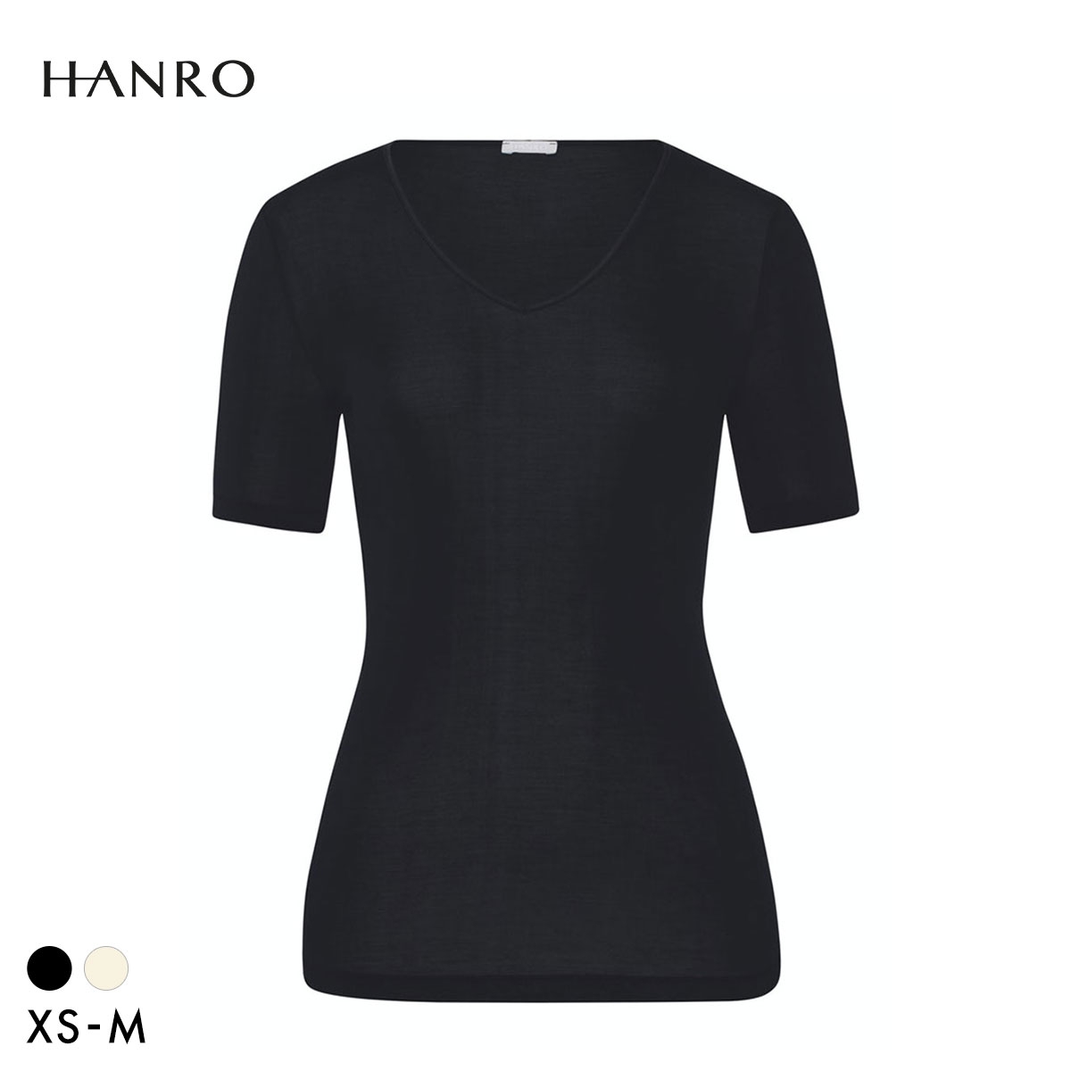 ハンロ ピュアシルク 100％ 半袖 トップス HANRO PURESILK LUXURIOUS SILK Uネック インナー