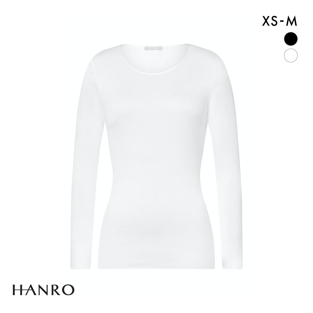 ハンロ コットン シームレス 長袖 トップス HANRO COTTON SEAMLESS Uネック インナー(WH-ホワイト-XS)
