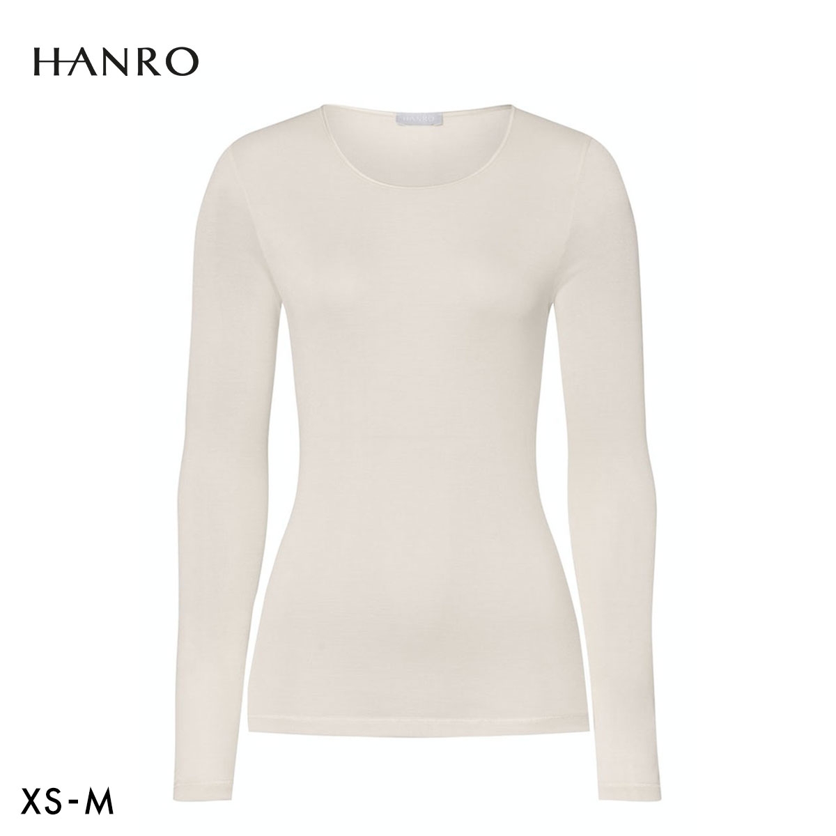 ハンロ ピュアシルク 100％ 長袖 トップス HANRO PURESILK LUXURIOUS SILK Uネック インナー(CR-クリーム-XS)