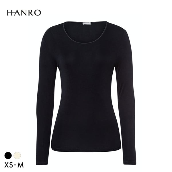 ハンロ ピュアシルク 100％ 長袖 トップス HANRO PURESILK LUXURIOUS SILK Uネック インナー