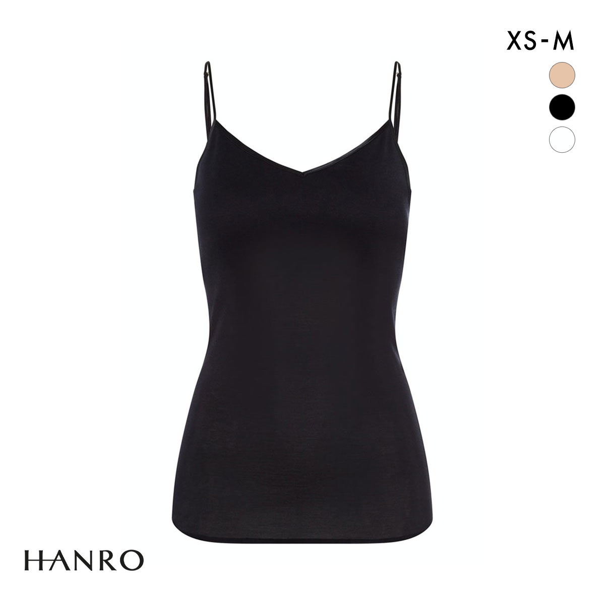 HANRO COTTON SEAMLESS キャミソール　ブラック　ホワイト ハンロ】コットンシームレスシリーズキャミソール: ファッション
