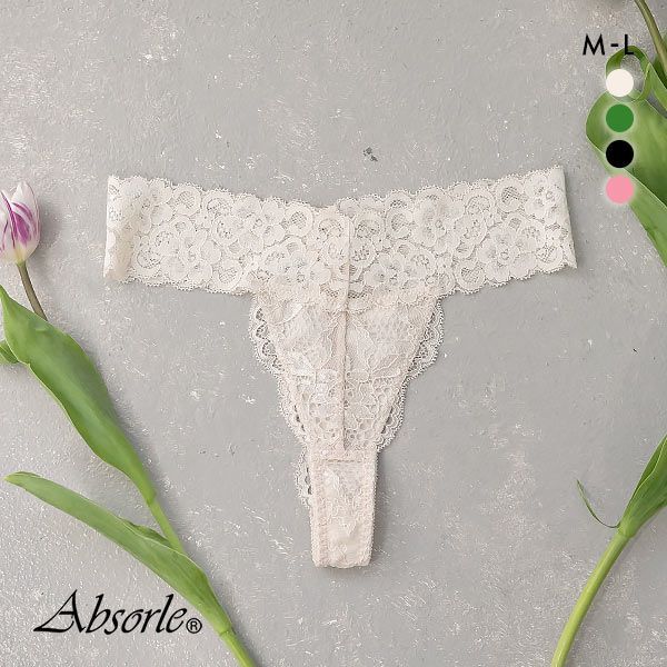 アブソール Absorle×中北成美 コラボ ナチュふわサイドフィット ペア ショーツ Tバック 総レース 単品