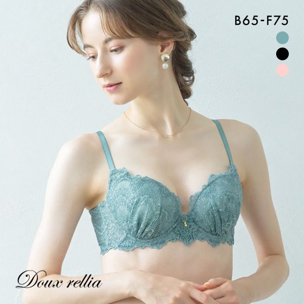 ドゥレリア デコルテ魅せ脇高ブラ マスカレード ブラジャー BCDEF Wパッド 盛り胸 谷間 脇寄せ 脇肉 すっきり Doux rellia