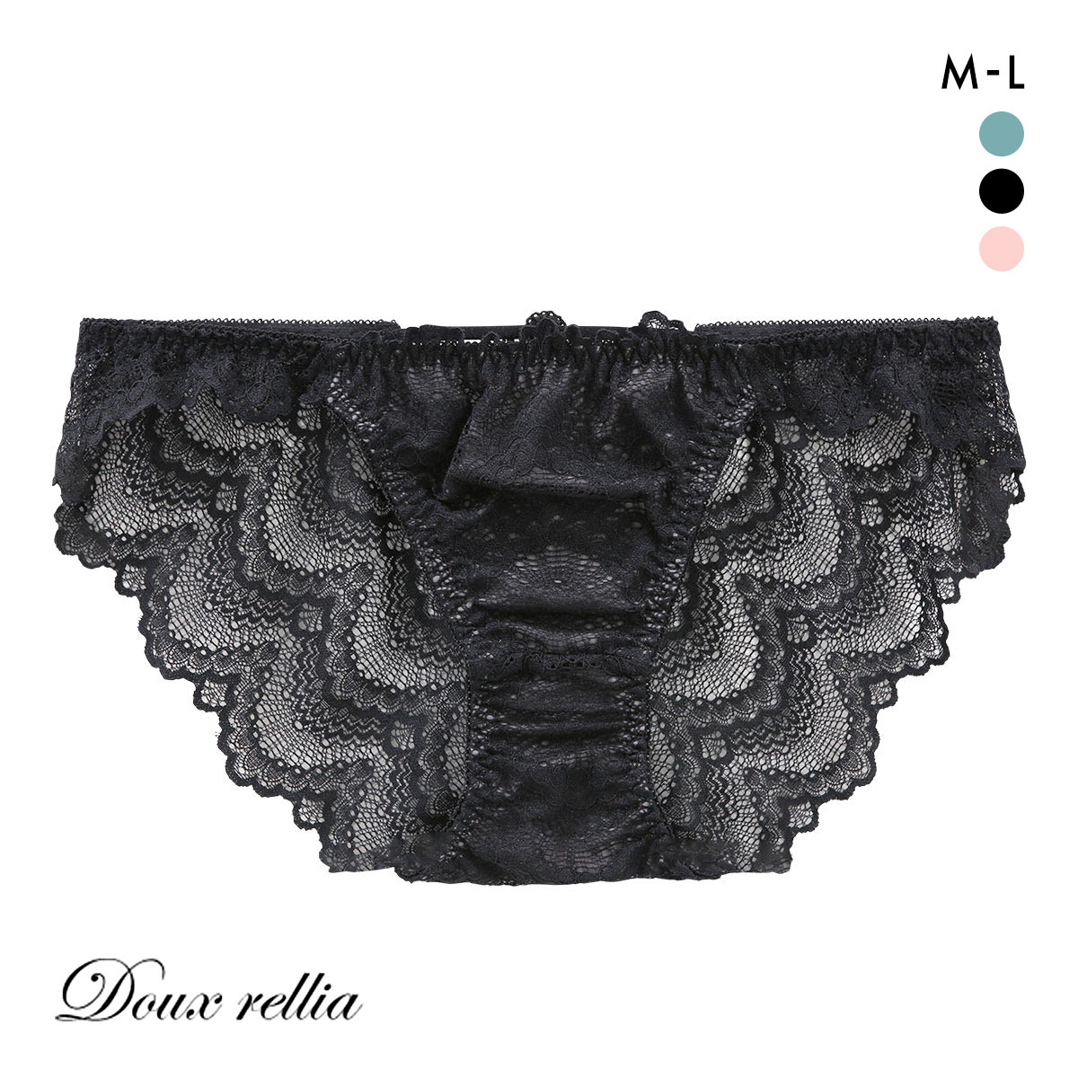 ドゥレリア マスカレード バックレースショーツ ML スタンダード ノーマル ビキニ 総レース Doux rellia(BK-ブラック-M)