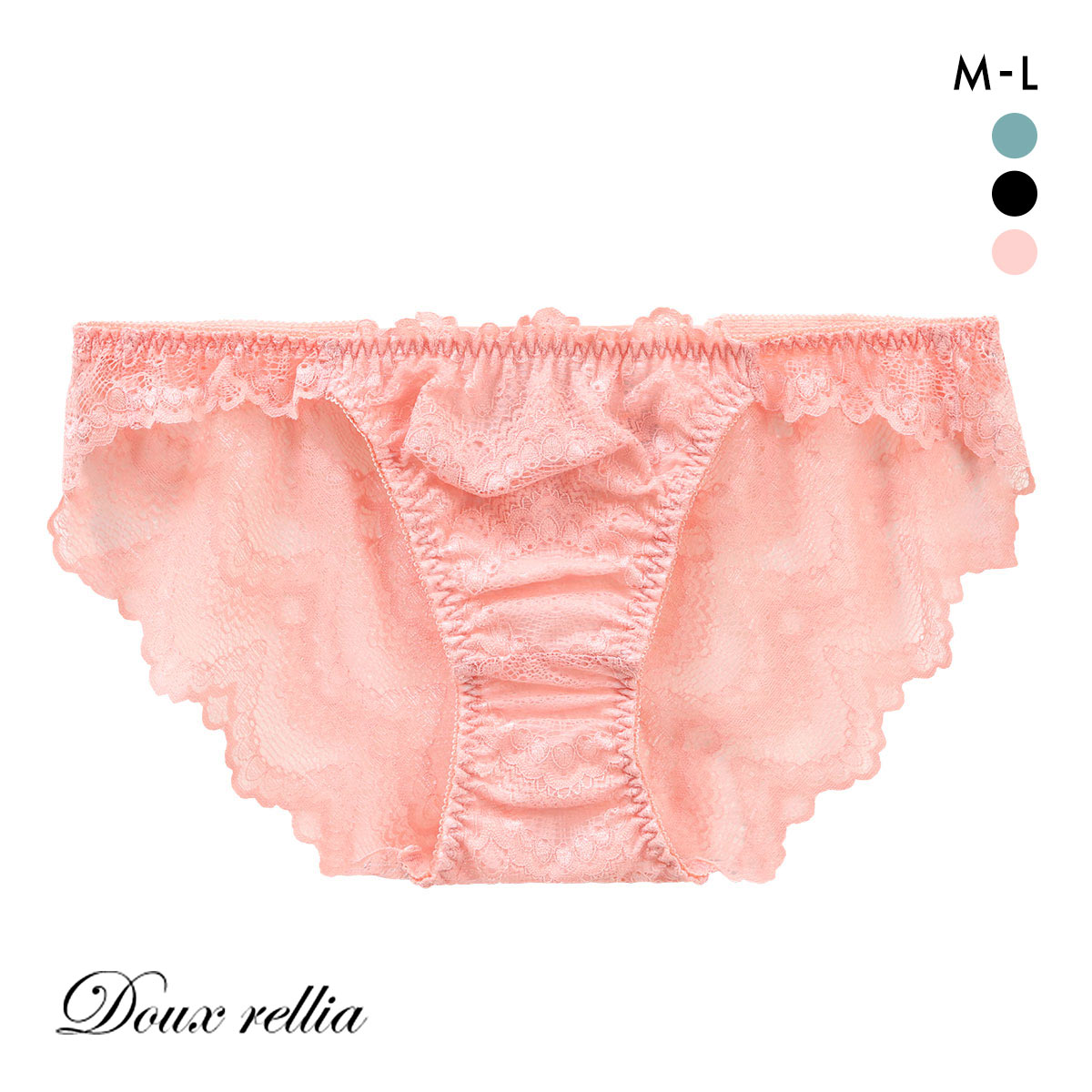 ドゥレリア マスカレード バックレースショーツ ML スタンダード ノーマル ビキニ 総レース Doux rellia(PI-ピンク-M)