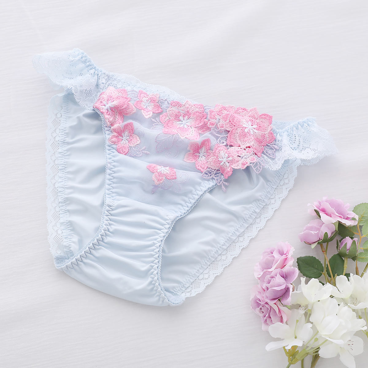 ドゥペルル DuePerle 桜蝶 ショーツ ML スタンダード ノーマル ストレッチ なめらか フィット ひびきにくい 単品(SX-サックス-M)