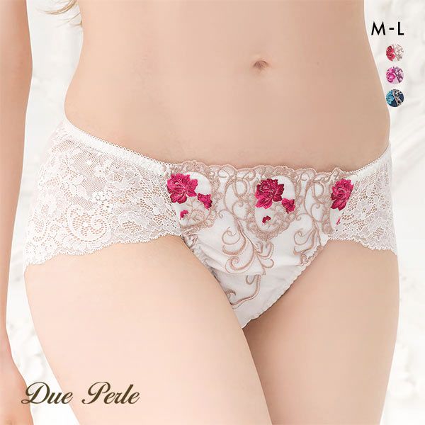 ドゥペルル DuePerle ブルーアゲートカメオ 総レースショーツ ML バックレースショーツ ひびきにくい 単品