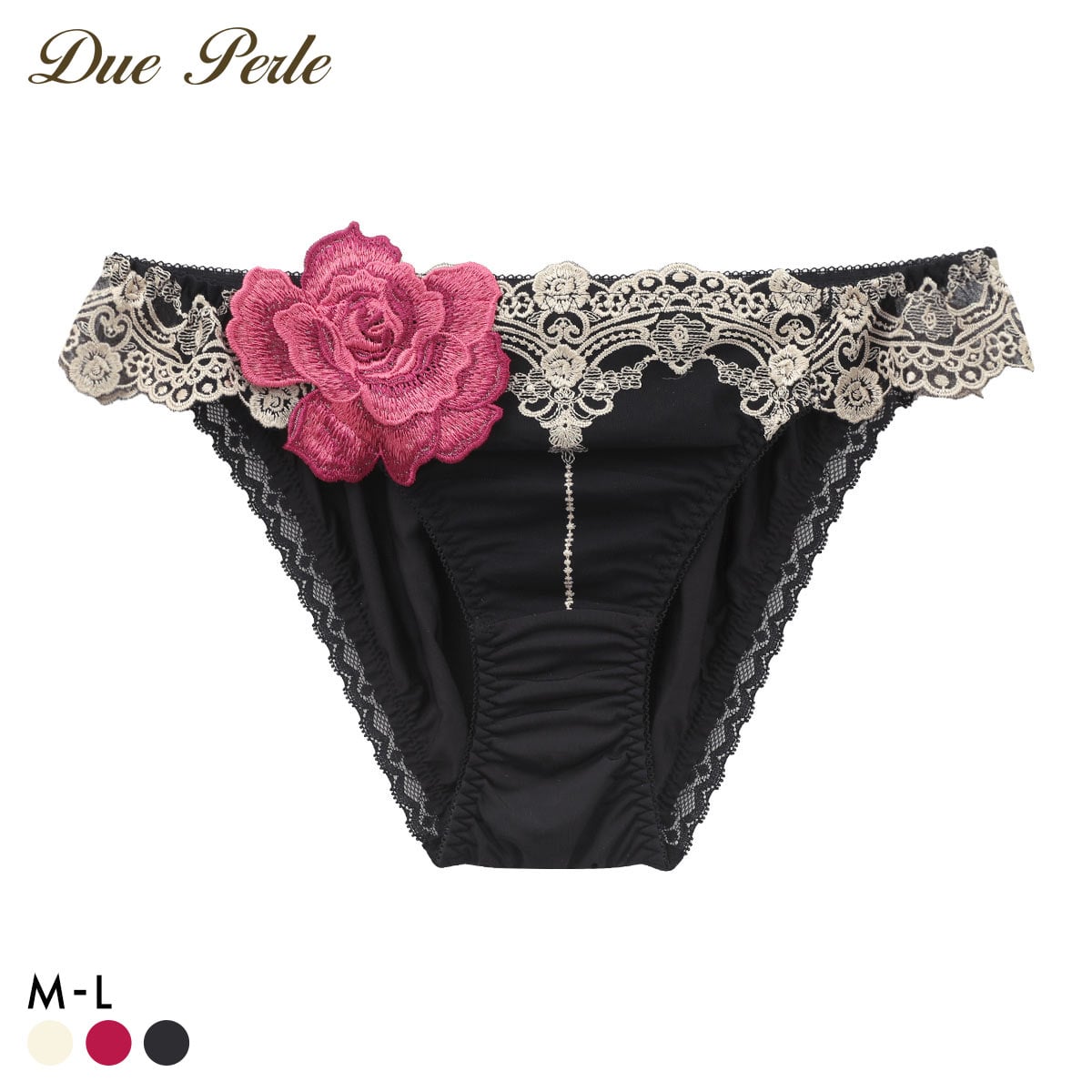 ドゥペルル ルージュ ノーマルショーツ スタンダード ML なめらか フィット ひびきにくい DuePerle(BK-ブラック-M)