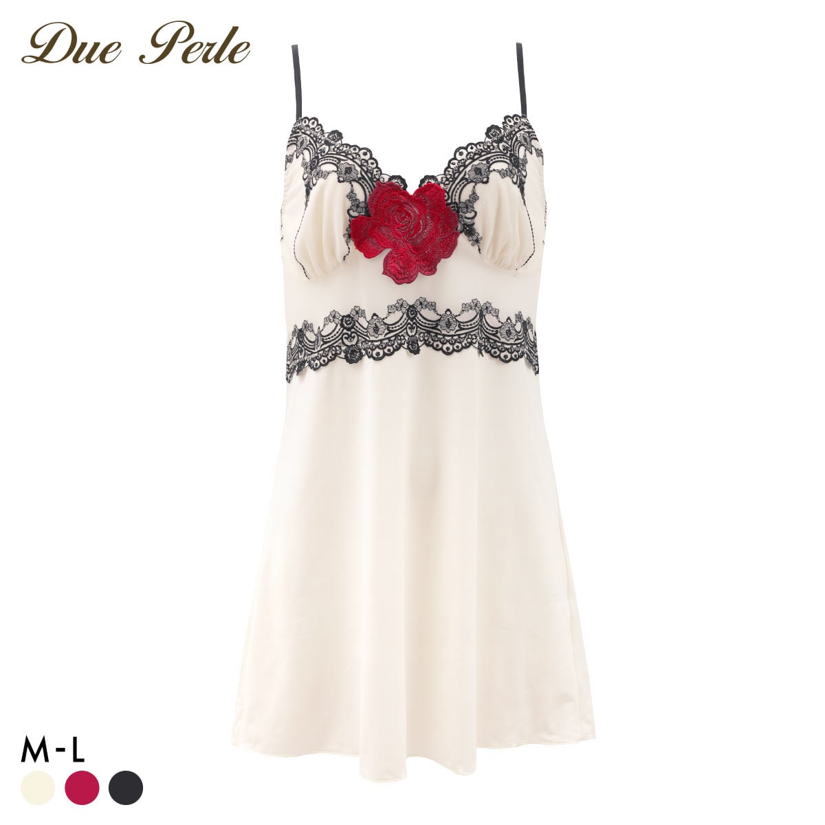 ドゥペルル ルージュ スリップ M-75 L-80 ランジェリー ロングキャミソール DuePerle(IV-アイボリー-M-75)