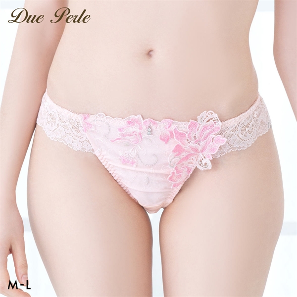ドゥペルル リリーフロレッタ Tバックショーツ ML タンガ ソング バックレース なめらか フィット ひびきにくい 総レース DuePerle