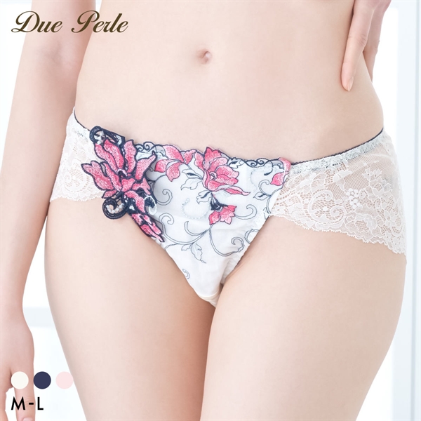ドゥペルル リリーフロレッタ 総レースショーツ ML バックレースショーツ ひびきにくい やわらか DuePerle